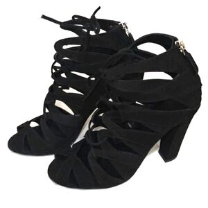 Delman D-Darci Black Suede Lace-up Pumps